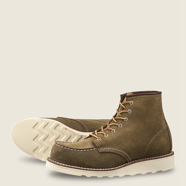 Heritage Støvler Dame - Red Wing 6-Inch Classic Moc – Short Mohave Læder - Olivengrøn - YRMJKB-805